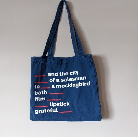 Blue Cotton Graphic Tote Bag - Picture 10 of 11